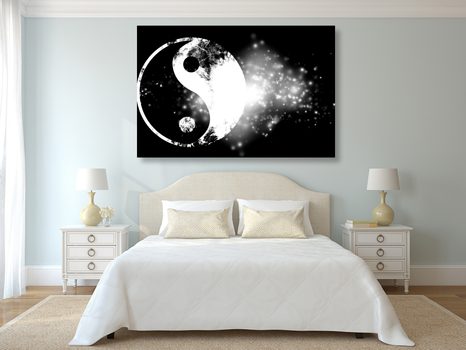 КАРТИНА НА ПЛАТНО – СИМВОЛ ИН И ЯН В ЧЕРНО-БЯЛ ВАРИАНТ - ЧЕРНО-БЕЛИ КАРТИНИ - КАРТИНИ