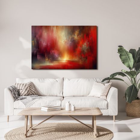 WANDBILD ROTES LICHT IM NEBEL - WANDBILDER ABSTRAKTE FORMEN - BILDER