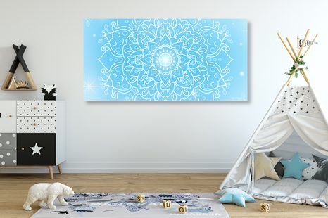 TABLEAU SUR TOILE – FLEUR BLEUE DE MANDALA - TABLEAUX FENG SHUI - TABLEAUX