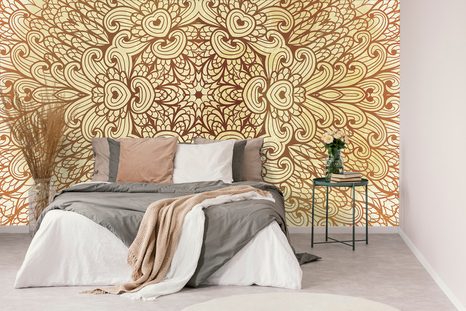 CARTA DA PARATI – MANDALA ETNICA DORATA - CARTA DA PARATI FENG SHUI - CARTA DA PARATI