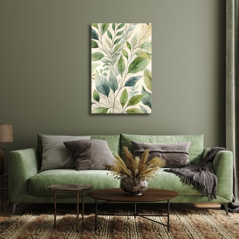 OBRAZ AKVARELOVÉ ZELENÉ LISTY - BOTANICKÉ OBRAZY - OBRAZY