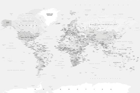 CARTA DA PARATI – MAPPA CLASSICA IN BIANCO E NERO CON BORDO - CARTA DA PARATI MAPPE - CARTA DA PARATI