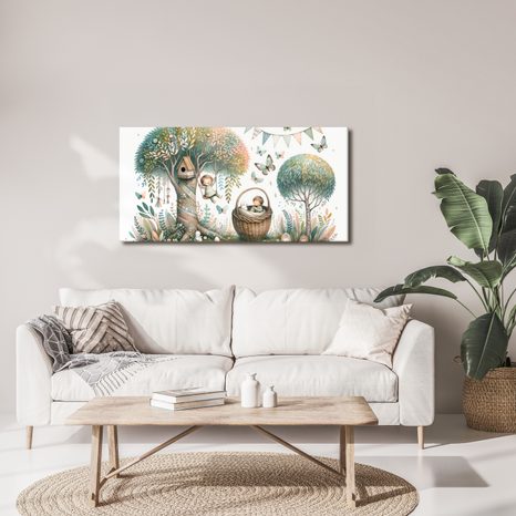 QUADRO SU TELA – ALTALENA TRA I RAMI DELL’ALBERO - QUADRI PER BAMBINI CREATURE FATATE - STAMPE E QUADRI