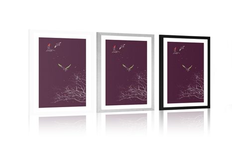 POSTER MIT PASSEPARTOUT FLIEGENDE VÖGEL - MOTIVE AUS UNSERER WERKSTATT - POSTER