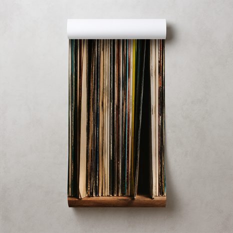 TAPETE VINYLPLATTEN IM RETRO-STIL - MUSIK FOTOTAPETEN - TAPETEN
