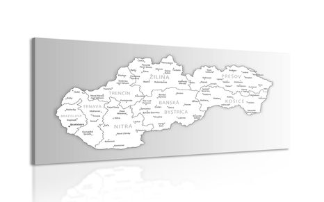 CANVAS PRINT BLACK AND WHITE MAP OF SLOVAKIA - PICTURES OF MAPS - PICTURES