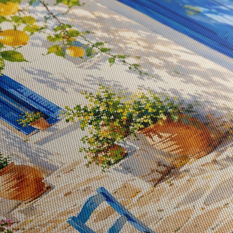 WANDBILD MEDITERRANE GASSE MIT ZITRONENBAUM - BILDER MEER UND STRAND - BILDER