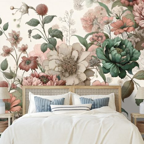 CARTA DA PARATI – FIORI VINTAGE PASTELLO - CARTA DA PARATI - 🔥 SVENDITA TOTALE