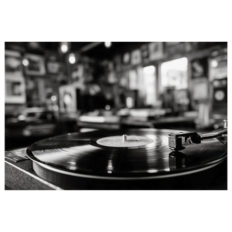 WANDBILD RETRO PLATTENSPIELER IM INTERIEUR - VINTAGE- UND RETRO-BILDER - BILDER