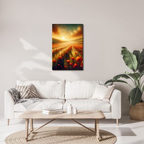 WANDBILD MOHNBLUMEN IM ABENDLICHT - WANDBILDER FELDER UND WIESEN - BILDER