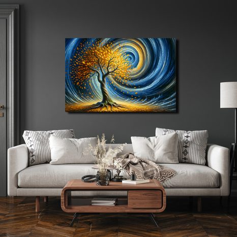 TABLOU CU COPACUL VIEȚII ÎN CERUL ÎNVÂRTIT - TABLOURI ARBORII VIEȚII - TABLOURI