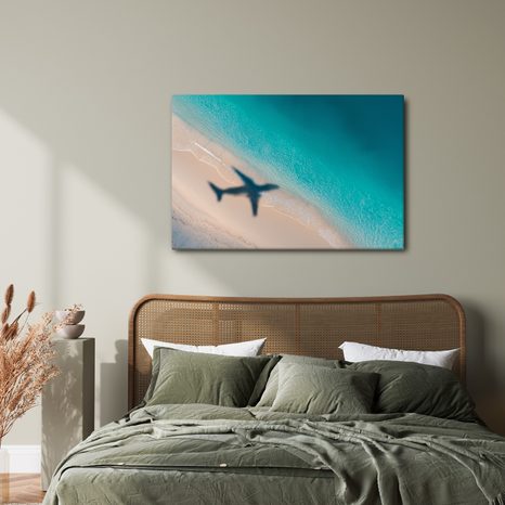 WANDBILD STRAND UND FLUGZEUGSCHATTEN - BILDER MEER UND STRAND - BILDER