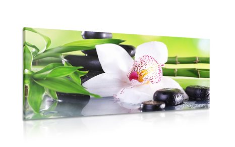 TABLEAU SUR TOILE – ORCHIDÉE À THÈME JAPONAIS - TABLEAUX FENG SHUI - TABLEAUX