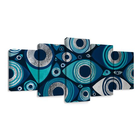 TABLEAU EN 5 PARTIES – YEUX ABSTRAITS BLEUS - TABLEAUX PAR THÈME - TABLEAUX
