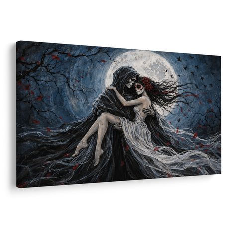 WANDBILD DUNKLE UMARMUNG IM MONDSCHEIN - HALLOWEEN- UND HORROR-BILDER - BILDER