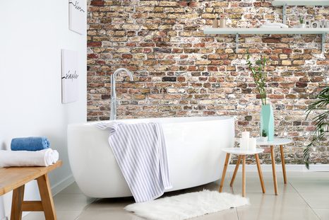 FOTOTAPETE WÜRDIGER ZIEGELSTEIN - TAPETEN IN ZIEGELSTEIN-, STEIN- UND BETONOPTIK - TAPETEN