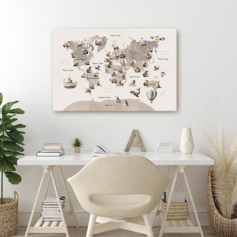WANDBILD AUF KORK WELTKARTE DER TIERE - WANDBILDER AUF KORK - BILDER