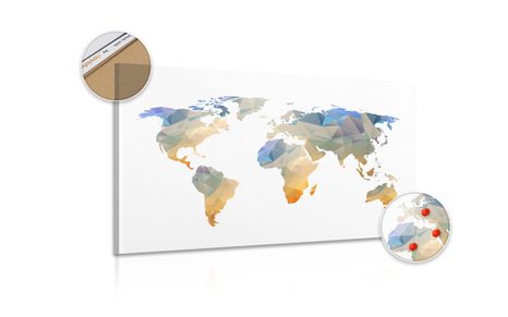 QUADRO IN SUGHERO – MAPPA DEL MONDO POLIGONALE - QUADRI SU SUGHERO - STAMPE E QUADRI