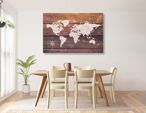 TABLOU HARTA DECENTĂ CU FUNDALUL DE LEMN - TABLOURI CU HĂRȚI - TABLOURI