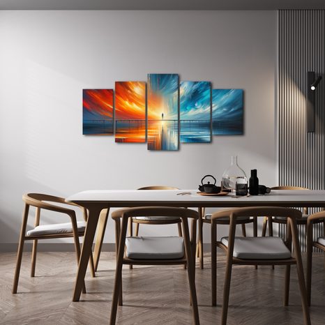 5-DÍLNÝ OBRAZ SILUETA UPROSTŘED ŽIVLŮ - ABSTRAKTNÍ OBRAZY - OBRAZY