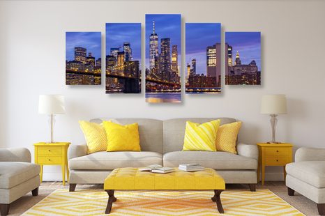 5-CZĘŚCIOWY OBRAZ MOST W BROOKLYNIE - OBRAZY MIASTA - OBRAZY