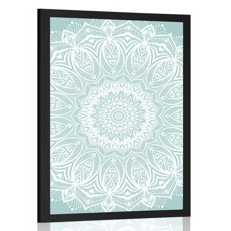 PLAKAT DETALJ MANDALA HARMONIJE NA PLAVOJ POZADINI - FENG SHUI - PLAKATI