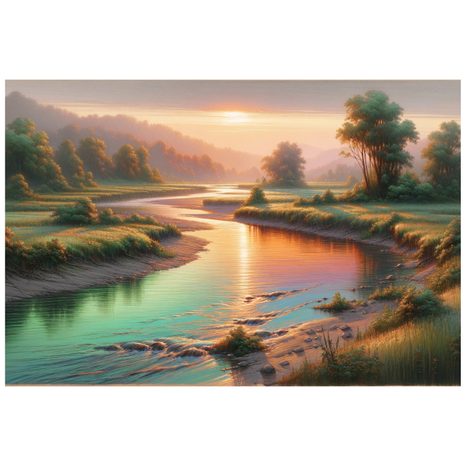 TAPETE SONNENUNTERGANG ÜBER RUHIGEM FLUSS - TAPETEN MIT NATURMOTIVEN - TAPETEN