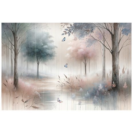 TAPETA JEMNÝ LESNÝ SEN S MOTÝĽMI - TAPETY LES - TAPETY