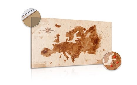 DECORATIVE PINBOARD RETRO MAP OF EUROPE - PICTURES ON CORK - 🔥 TOTAL SALE 🔥