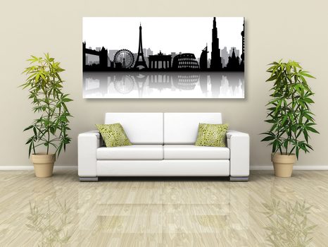 SLIKA MEDNARODNI SIMBOLI METROPOL - ČRNOBELE SLIKE - SLIKE