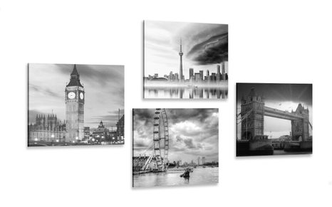 CANVAS PRINT SET DARKNESS OVER A CITY - SET OF PICTURES - PICTURES