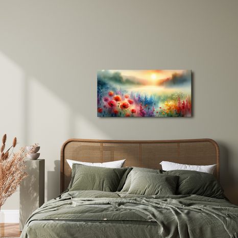OBRAZ ZÁŘIVÁ KVĚTINOVÁ KRAJINA - OBRAZY VÝCHOD A ZÁPAD SLUNCE - OBRAZY