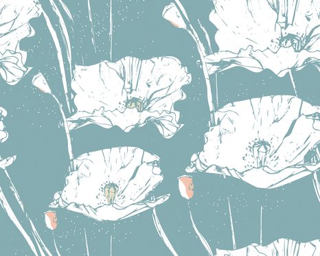 SAMOLEPÍCÍ TAPETA PŮVABNÉ MÁKY S TYRKYSOVÝM POZADÍM - SAMOLEPÍCÍ TAPETY - TAPETY