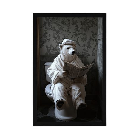 POSZTER JEGESMEDVÉVEL ÚJSÁGGAL A WC-N. - MEDVÉK - POSZTEREK