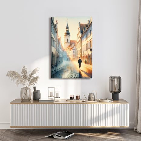 OBRAZ STARÉ MĚSTO ZA ÚSVITU - OBRAZY MĚSTA - OBRAZY