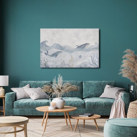 WANDBILD WALE IM RUHIGEN MEER - WANDBILDER WALE - BILDER