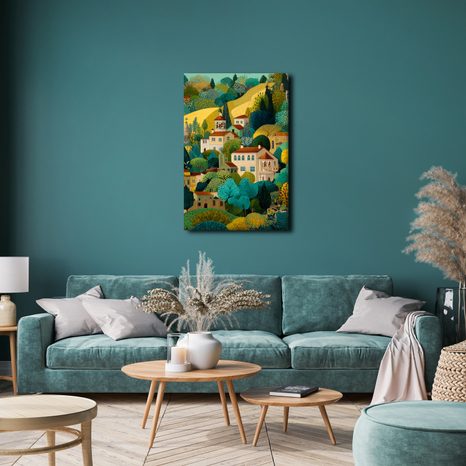 OBRAZ KOUZLO BAREVNÉ KRAJINY - BAREVNÉ DOMY - OBRAZY