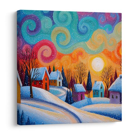 WANDBILD FESTLICHER ABEND IN DEN BERGEN - WEIHNACHTS- UND WINTERBILDER - BILDER