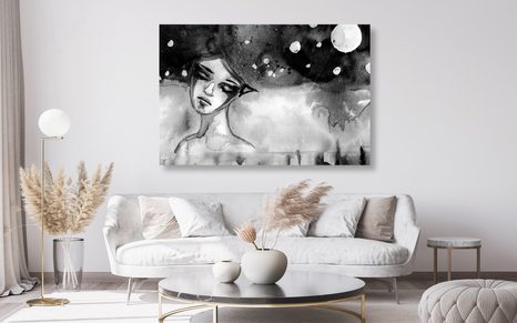 OBRAZ MĚSÍČNÍ VÍLA V ČERNOBÍLÉM PROVEDENÍ - ČERNOBÍLÉ OBRAZY - OBRAZY