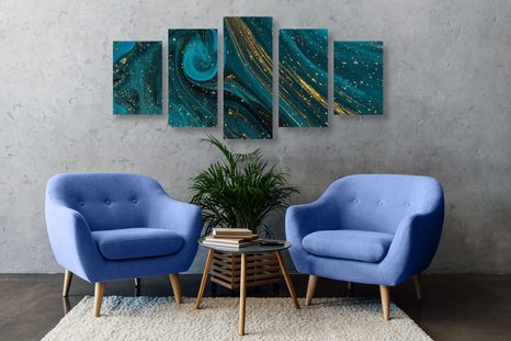 TABLOU 5-PIESE ABSTRACȚIE SMARALD - TABLOURI - 🔥 REDUCERE TOTALÃ 🔥