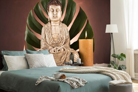 FOTOTAPETE BUDDHA MIT ENTSPANNENDEM STILLLEBEN - TAPETEN MIT FENG SHUI-MOTIVEN - TAPETEN