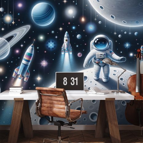 TAPETA DĚTSKÝ VESMÍR S ASTRONAUTY - DĚTSKÉ TAPETY - TAPETY