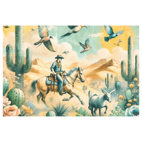 OBRAZ KOVBOJ V POUŠTNÍ KRAJINĚ - DĚTSKÉ OBRAZY - OBRAZY