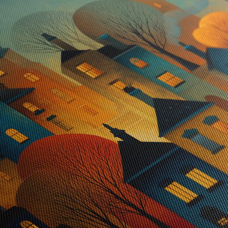 WANDBILD FESTLICHE ABENDSTIMMUNG - BUNTE HÄUSER - BILDER