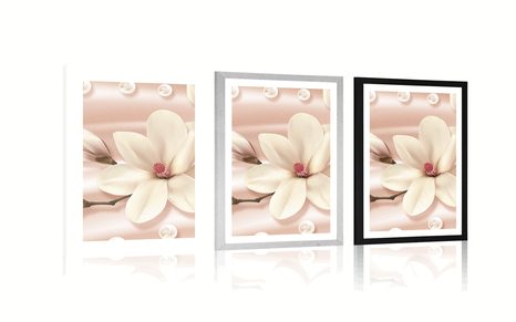 AFFICHE – MAGNOLIA LUXUEUX AVEC PERLES - FLEURS - AFFICHES