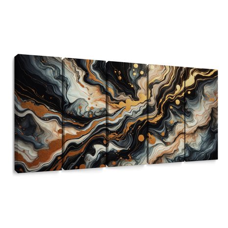 5-DÍLNÝ OBRAZ TEKUTÉ ZLATO - ABSTRAKTNÍ OBRAZY - OBRAZY