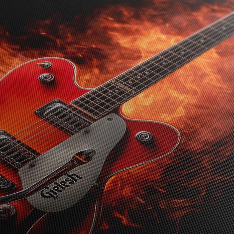WANDBILD ELEKTRISCHE GITARRE IN FLAMMEN - MUSIKBILDER - BILDER