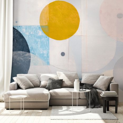 TAPET CERCURI GEOMETRICE PASTELATE - TAPET ABSTRACT - TAPETURI