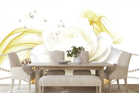 CARTA DA PARATI – ROSA CON ASTRAZIONE - CARTA DA PARATI CON FIORI - CARTA DA PARATI