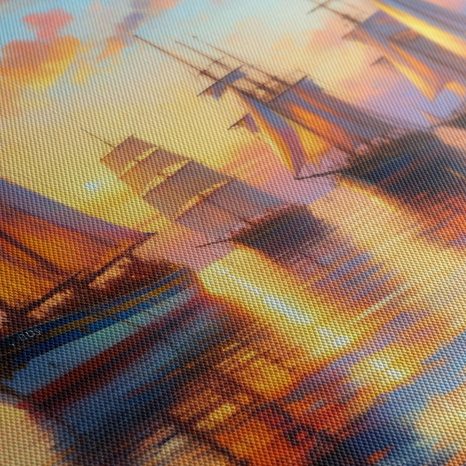 OBRAZ VEČER V PŘÍSTAVU - OBRAZY VÝCHOD A ZÁPAD SLUNCE - OBRAZY